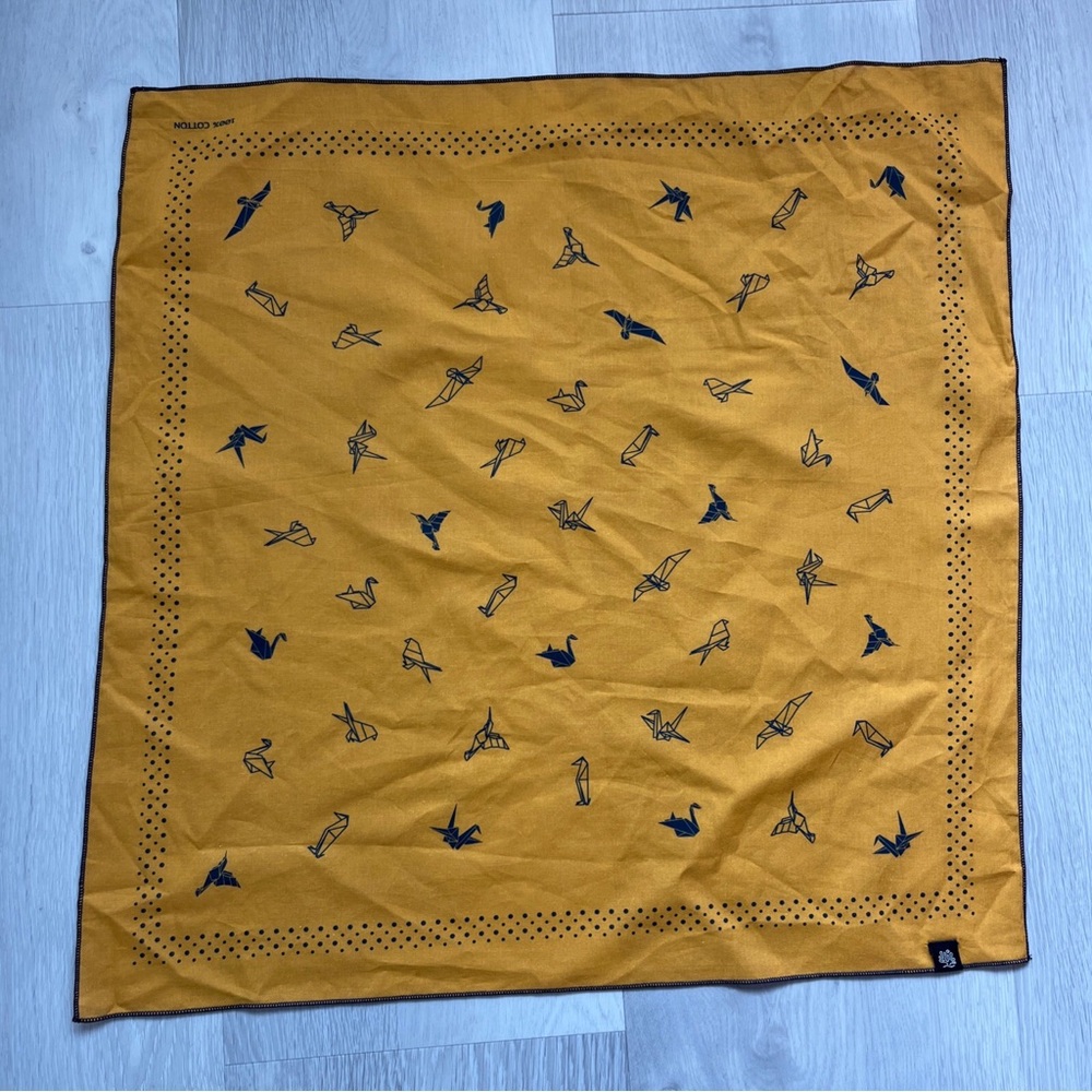 BANDANA HEAD SCARF SQUARE PAPER CRANE ORIGAMI BIRD ALLOVER PRINT